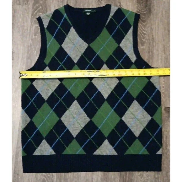 J. Crew Lambswool V-Neck Argyle Sweater Vest Men's L - Picture 3 of 5